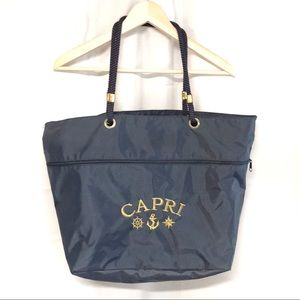 VTG Nautical embroidered Capri navy blue tote